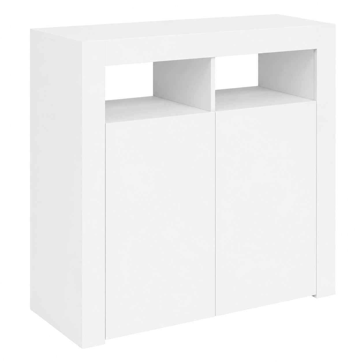 Moderner Sideboard mit LED-Beleuchtung, Weiß, 80x35x75 cm