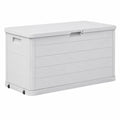 Wetterfeste Garten-Truhe 117 x 45 x 56 cm, Aufbewahrungsschrank für Terrasse und Pool, hellgrau