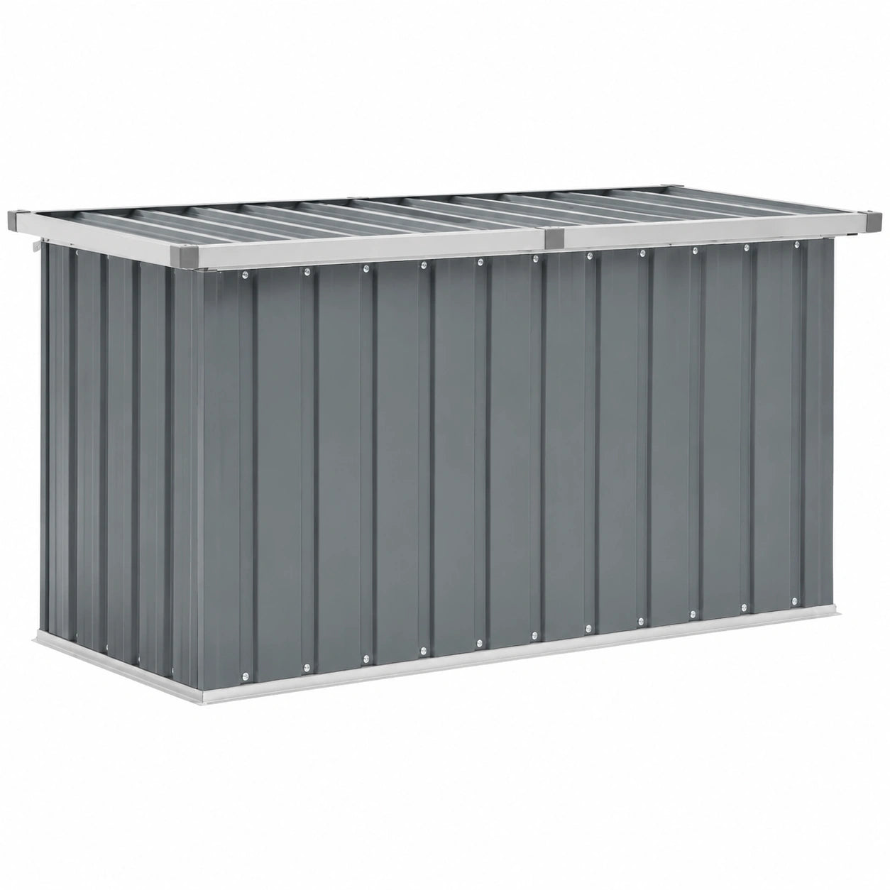 FIRBNUS Große Garten-Aufbewahrungsbox 129x67x65 cm, verzinkter Stahl, wetterfest mit Klappdeckel