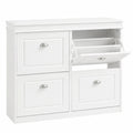 SoBuy Platzsparender Schuhschrank mit Kippsicherung, 4 Klappen und 8 Fächern für Flur und Eingang, Weiß 105x82x24cm