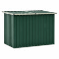 Gartentruhe 149x99x93 cm aus Verzinktem Stahl mit Klappdeckel – Grüne Aufbewahrungsbox für Kissen und Auflagen