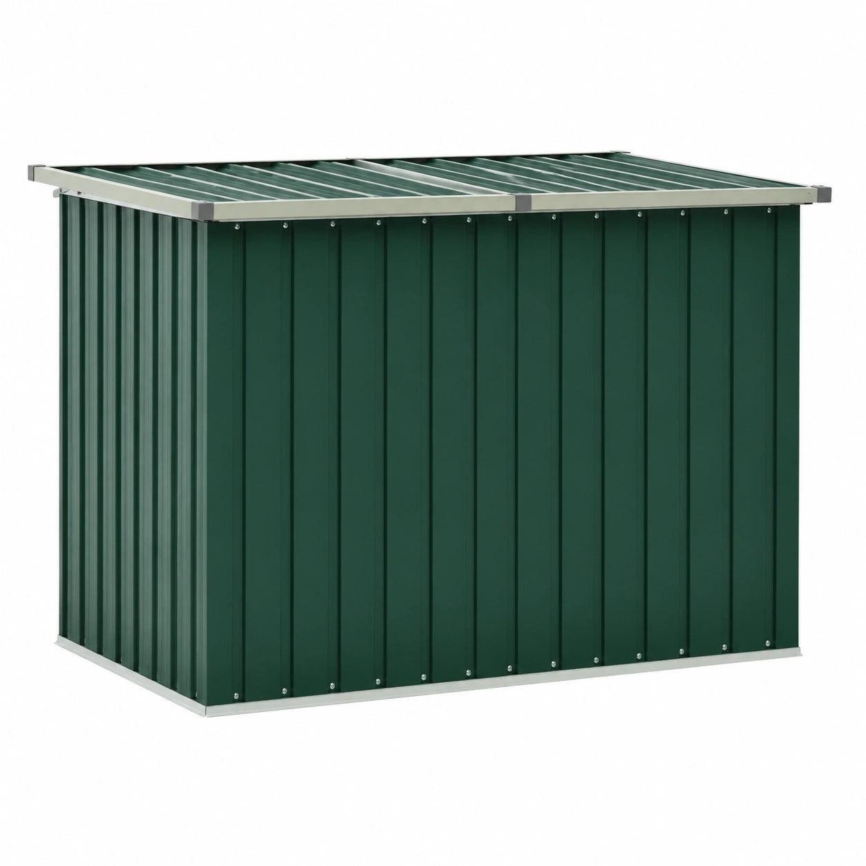 Gartentruhe 149x99x93 cm aus Verzinktem Stahl mit Klappdeckel – Grüne Aufbewahrungsbox für Kissen und Auflagen