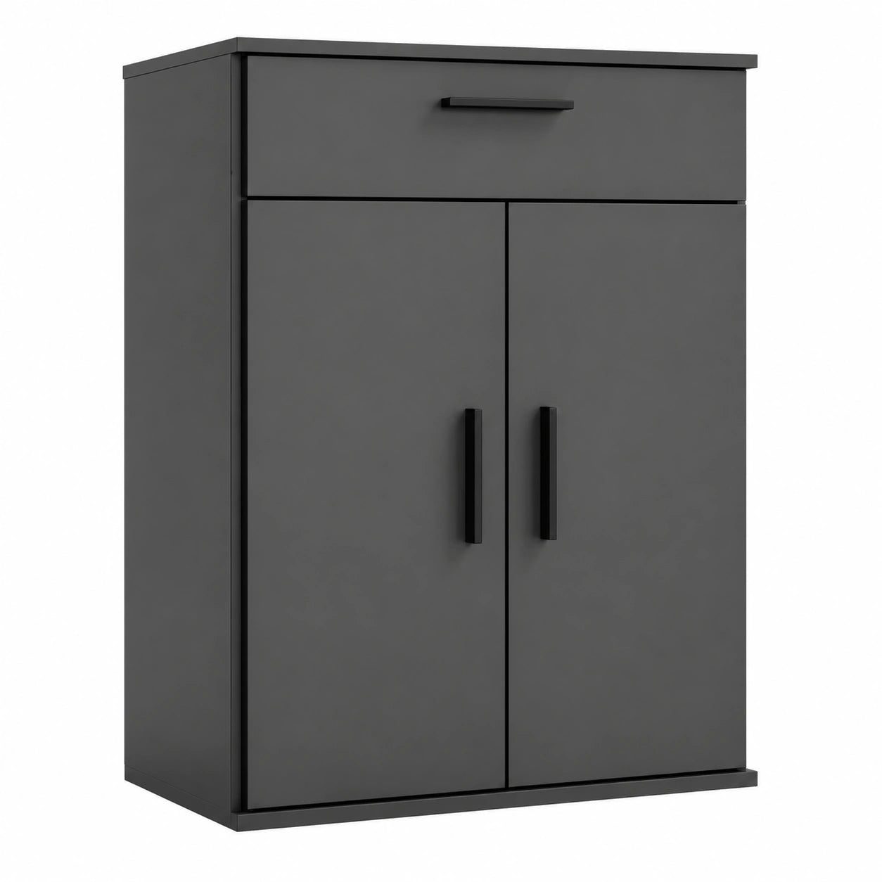 mokebo Multifunktionsschrank aus Holz mit Schublade - Büro- und Schuhschrank, Made in Germany, Anthrazit/Schwarz