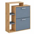 Vicco Schuhschrank Orlando, Eiche Goldkraft/Blau, 80x90 cm, mit zwei Klappfächern für effiziente Schuhorganisation