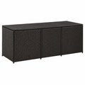 Wetterfeste Garten-Aufbewahrungsbox aus Polyrattan 180x90x70 cm in Schwarz