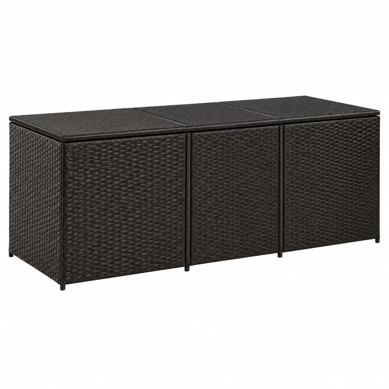 Wetterfeste Garten-Aufbewahrungsbox aus Polyrattan 180x90x70 cm in Schwarz