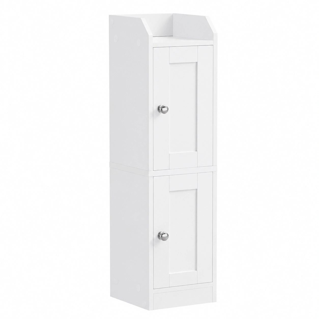 VASAGLE Hochschrank mit Verstellbaren Ablagen, Eckschrank im Landhausstil, wolkenweiß