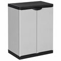Rantry Wetterfester Gartenschrank mit Einlegeboden, Grau-Schwarz, 68x40x85 cm, Vielseitig einsetzbar für Balkon und Innenräume