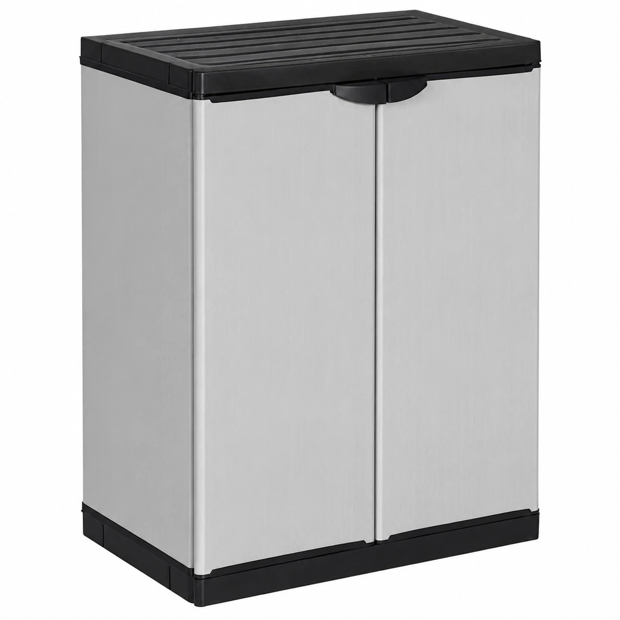 Rantry Wetterfester Gartenschrank mit Einlegeboden, Grau-Schwarz, 68x40x85 cm, Vielseitig einsetzbar für Balkon und Innenräume