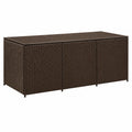 Wetterfeste Aufbewahrungsbox aus Rattan PE und Stahl für Terrasse und Pool, 180x90x70 cm, Braun