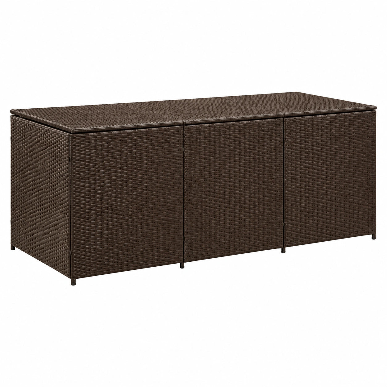 Wetterfeste Aufbewahrungsbox aus Rattan PE und Stahl für Terrasse und Pool, 180x90x70 cm, Braun
