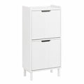 Kompakter Schuhschrank mit 2 Klappen, platzsparend, für Flur oder Diele, 50x90x19cm, Weiß