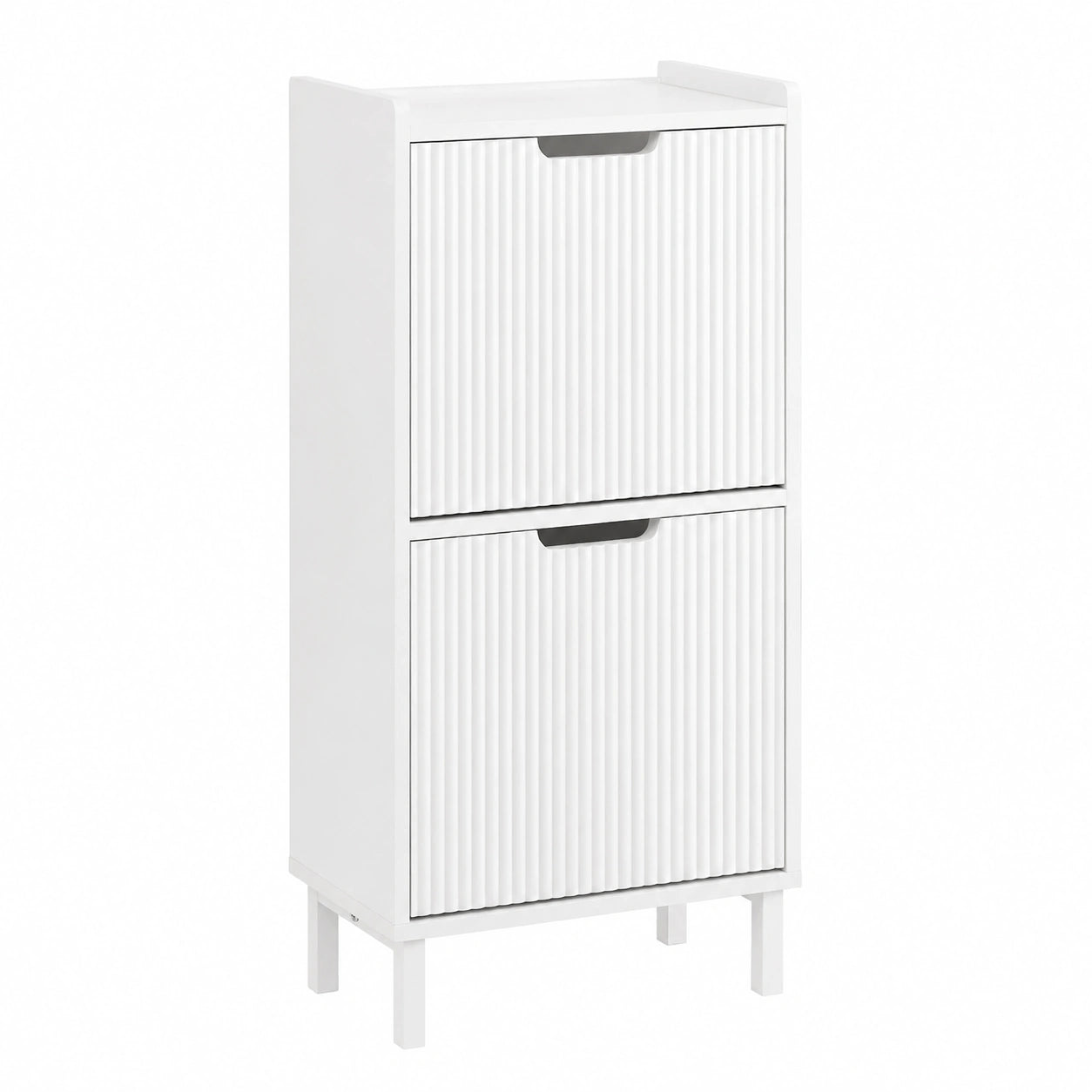 Kompakter Schuhschrank mit 2 Klappen, platzsparend, für Flur oder Diele, 50x90x19cm, Weiß