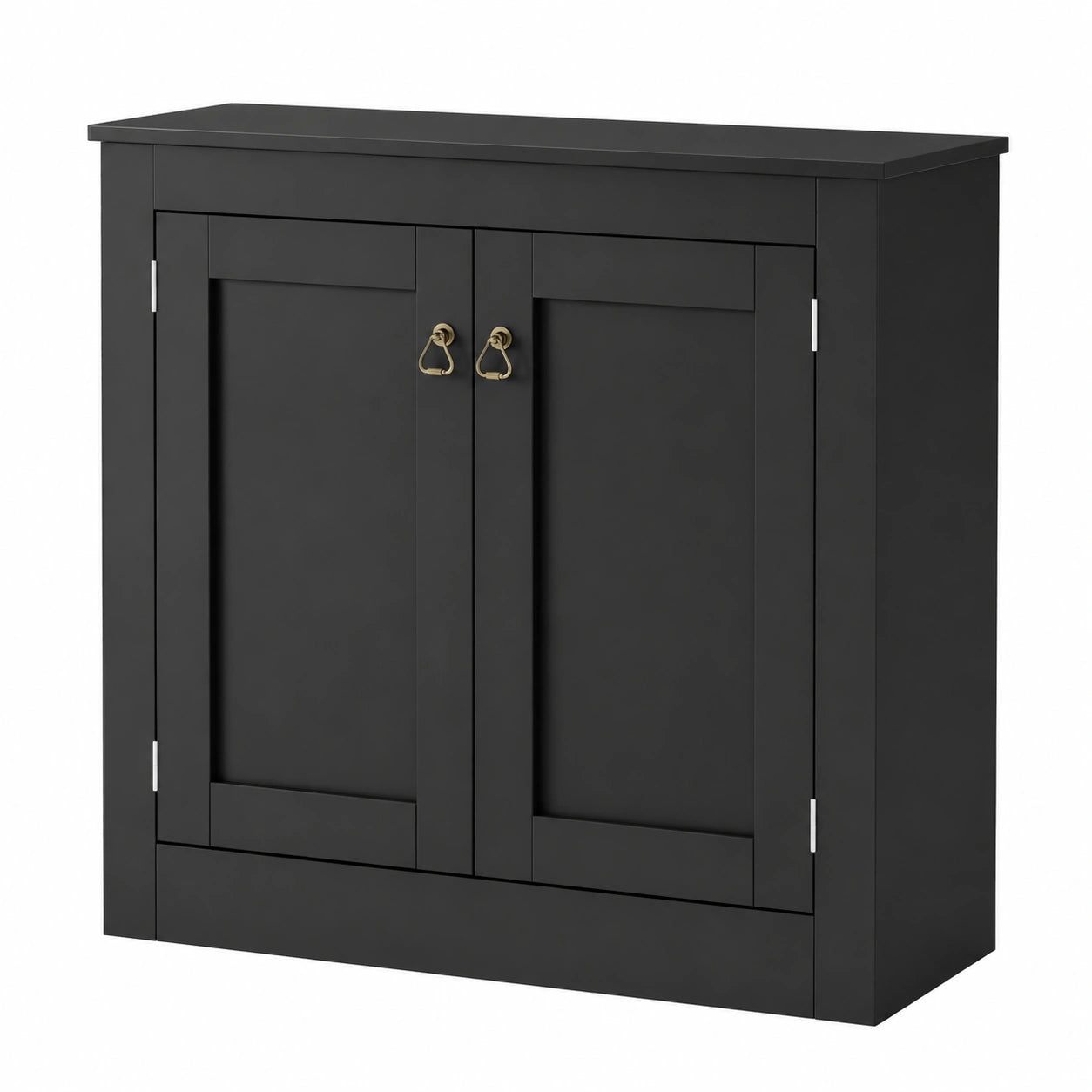 Schwarzes Sideboard mit verstellbaren Ablagen und Doppeltüren, 80 cm, für Küche und Wohnzimmer