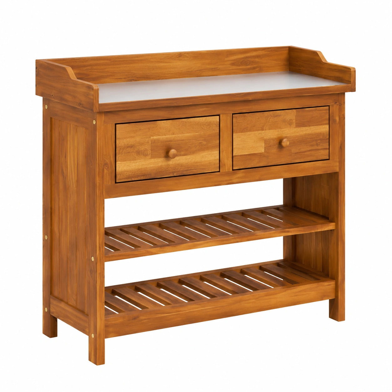 Gartenschrank mit Schubladen und Regal in Braun, 78x36,5x78cm