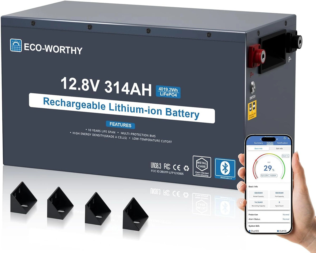 Akumulator ECO-WORTHY EnergyRock, 314 Ah, 12 V, kolor niebieski i szary