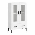 Wetterfester Hochschrank aus Holzwerkstoff und Glas für Küche und Garten, Weiß