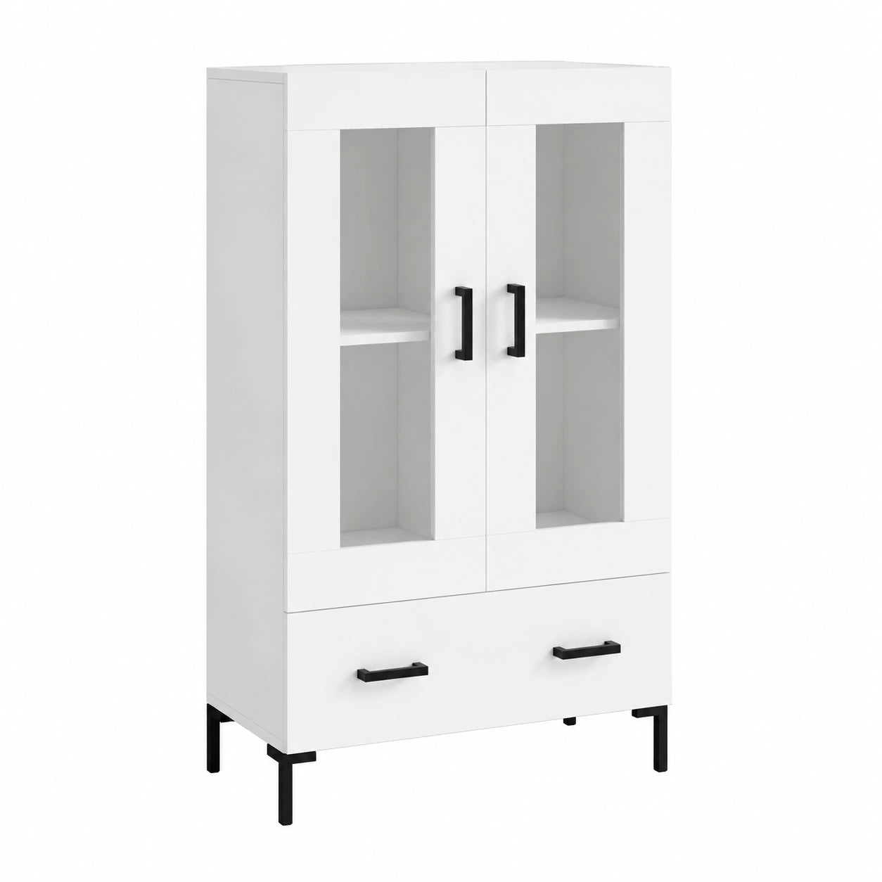 Wetterfester Hochschrank aus Holzwerkstoff und Glas für Küche und Garten, Weiß