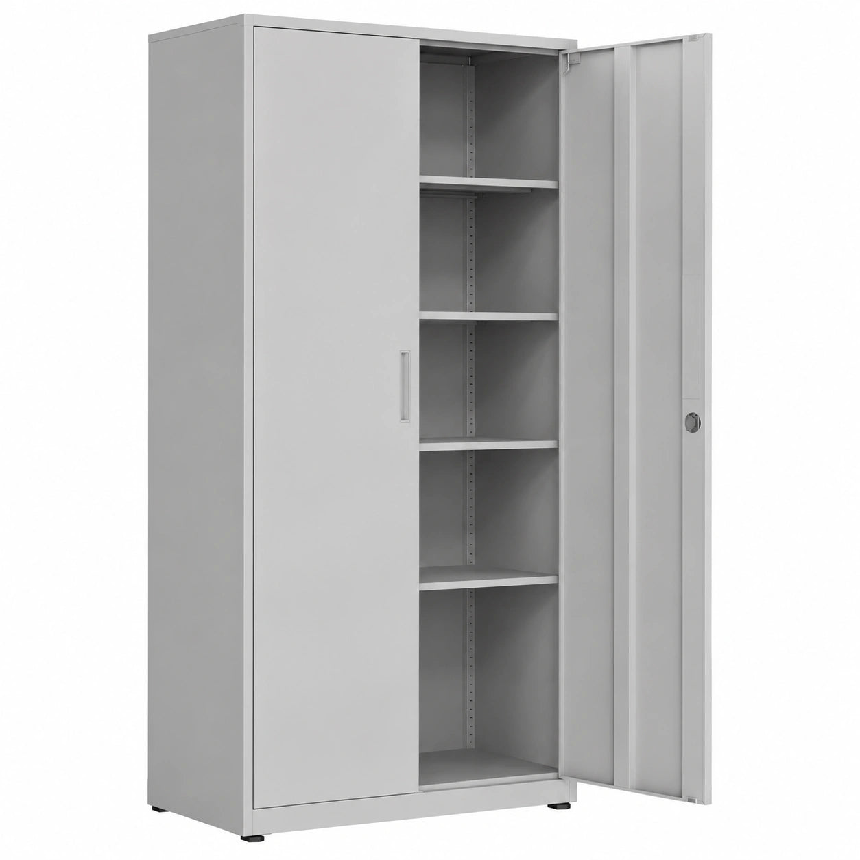 Metall-Aktenschrank mit verstellbaren Regalen, 180x80x40 cm, grau-weiß, für Büro und Werkstatt