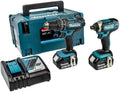 Zestaw elektronarzędzi Makita DLX2131TJ DHP482Z, 5,0 Ah, 18 V, kolor szary i turkusowy