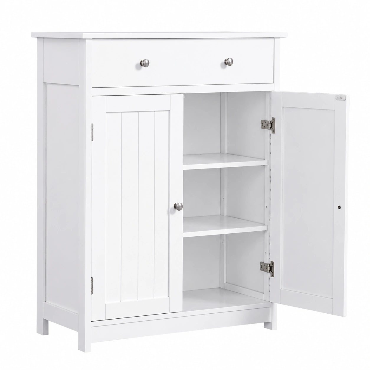 Moderner Weißer Badschrank mit Schublade und Doppeltür, 60x30x80 cm