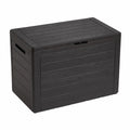 Garten-Aufbewahrungsbox 190L, wetterfest, abschließbar, Kunststoff-Holzoptik, für Balkon & Terrasse, Braun