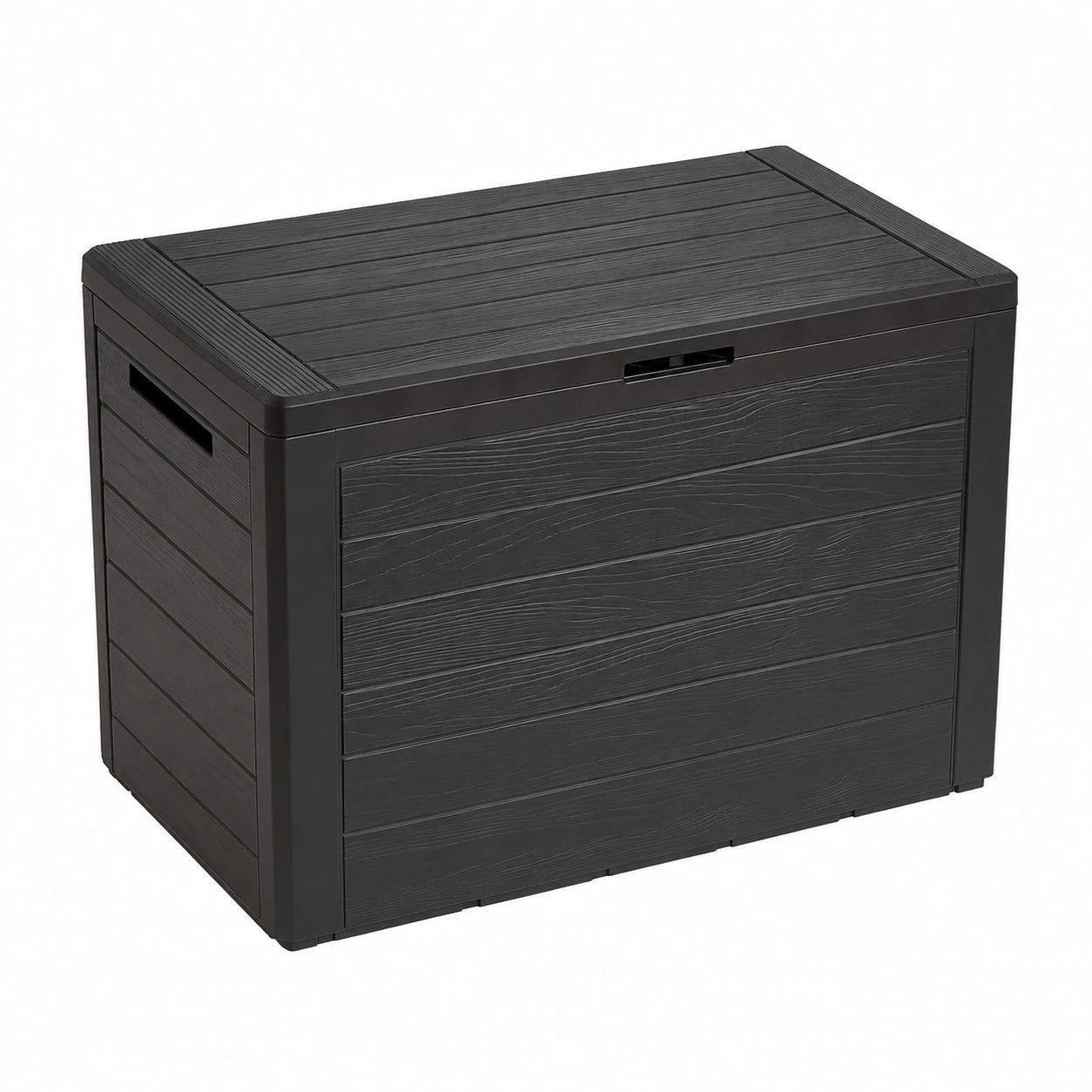 Garten-Aufbewahrungsbox 190L, wetterfest, abschließbar, Kunststoff-Holzoptik, für Balkon & Terrasse, Braun