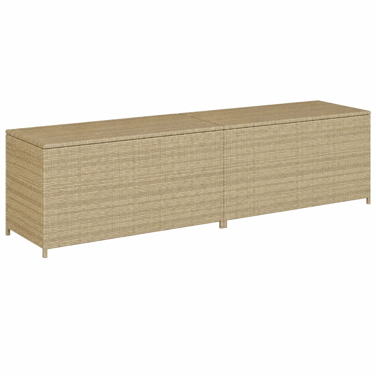 LAPOOH 469L Garten-Aufbewahrungsbox aus Poly Rattan in Beige für Kissen und mehr