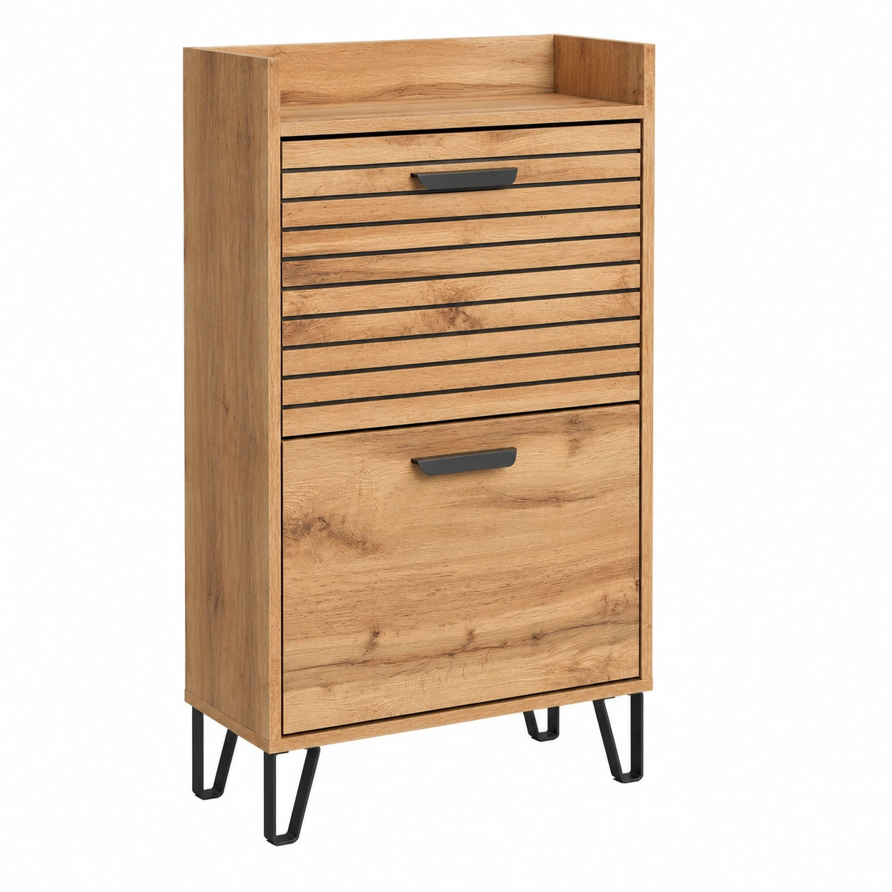 Vicco Schuhschrank Amber, Eiche Wotan, 59,8 x 100 cm, 2 Fächer, ideal für Bücher, Lampen und Alltagsgegenstände