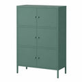 Attraktives Metall-Sideboard mit verstellbaren Füßen, 6 Türen & 3 Fächern in Dunkelgrün, 80 cm breit