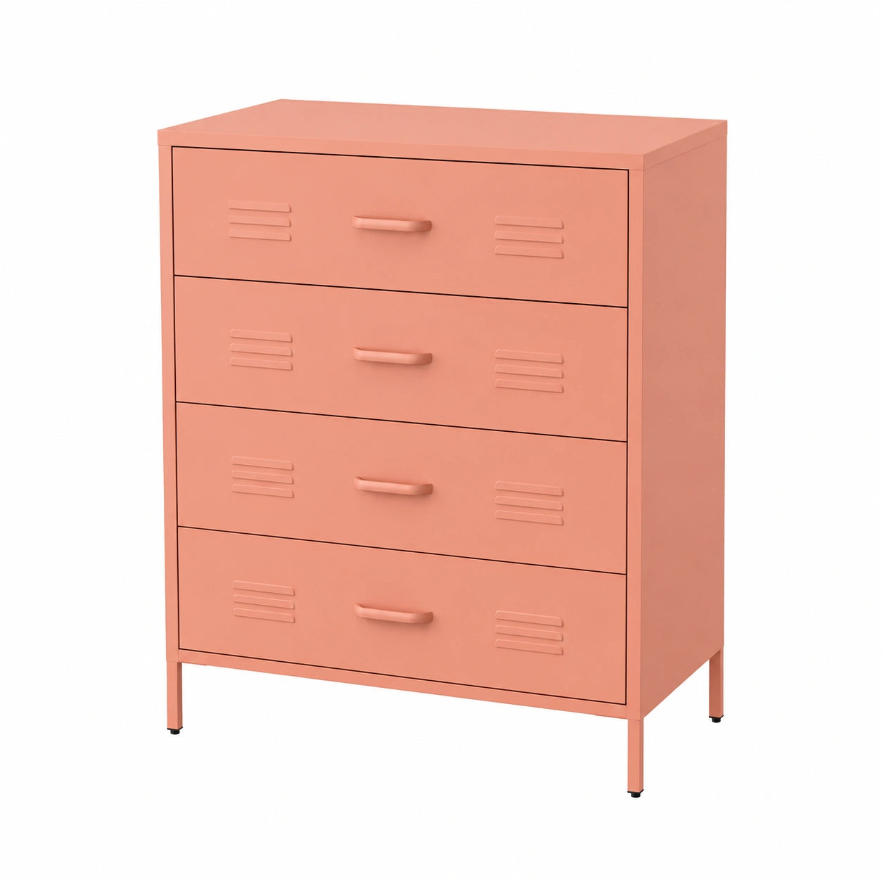 Skølm Atria Metallkommode mit 4 Schubladen – Terrakotta Industriedesign Sideboard – 100x80x40 cm Mehrzweckschrank