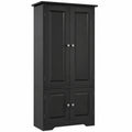 Vielseitiger FOREHILL Hochschrank in Schwarz mit 4 Türen und Verstellbaren Einlegeböden 58x31,5x123cm