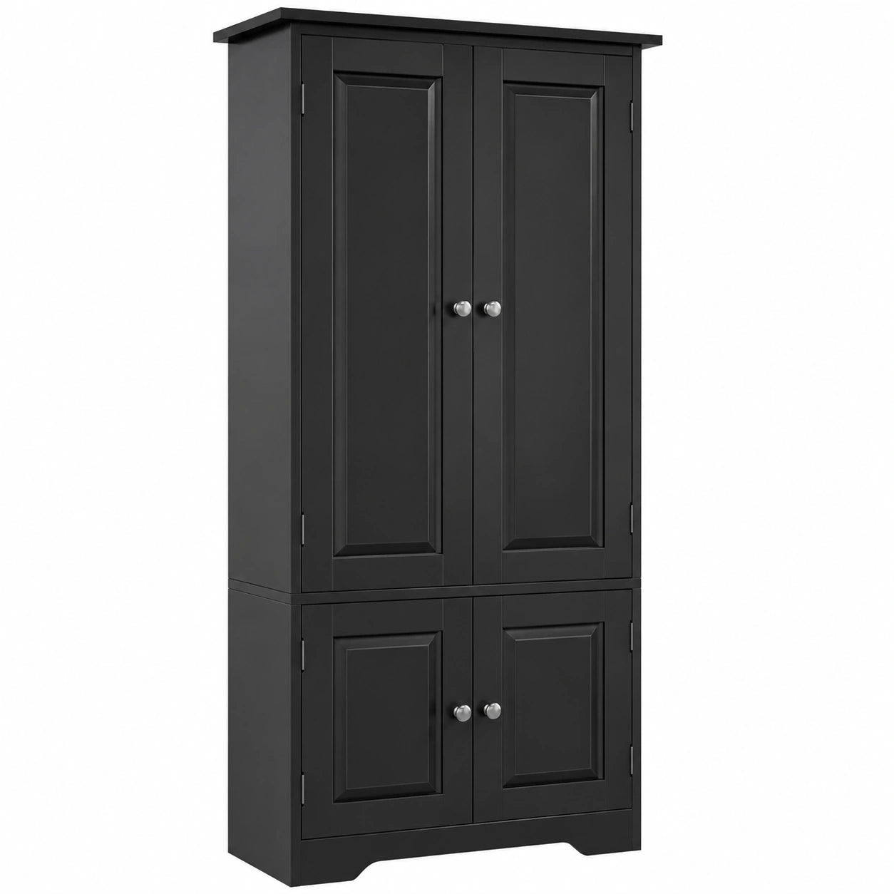 Vielseitiger FOREHILL Hochschrank in Schwarz mit 4 Türen und Verstellbaren Einlegeböden 58x31,5x123cm