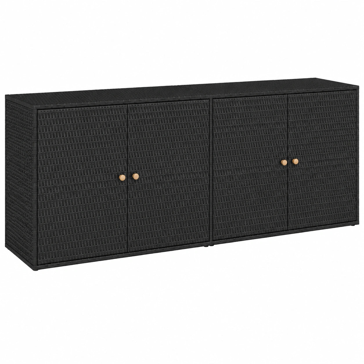 Moderner Gartenschrank Schwarz aus Poly Rattan 198x55,5x80 cm