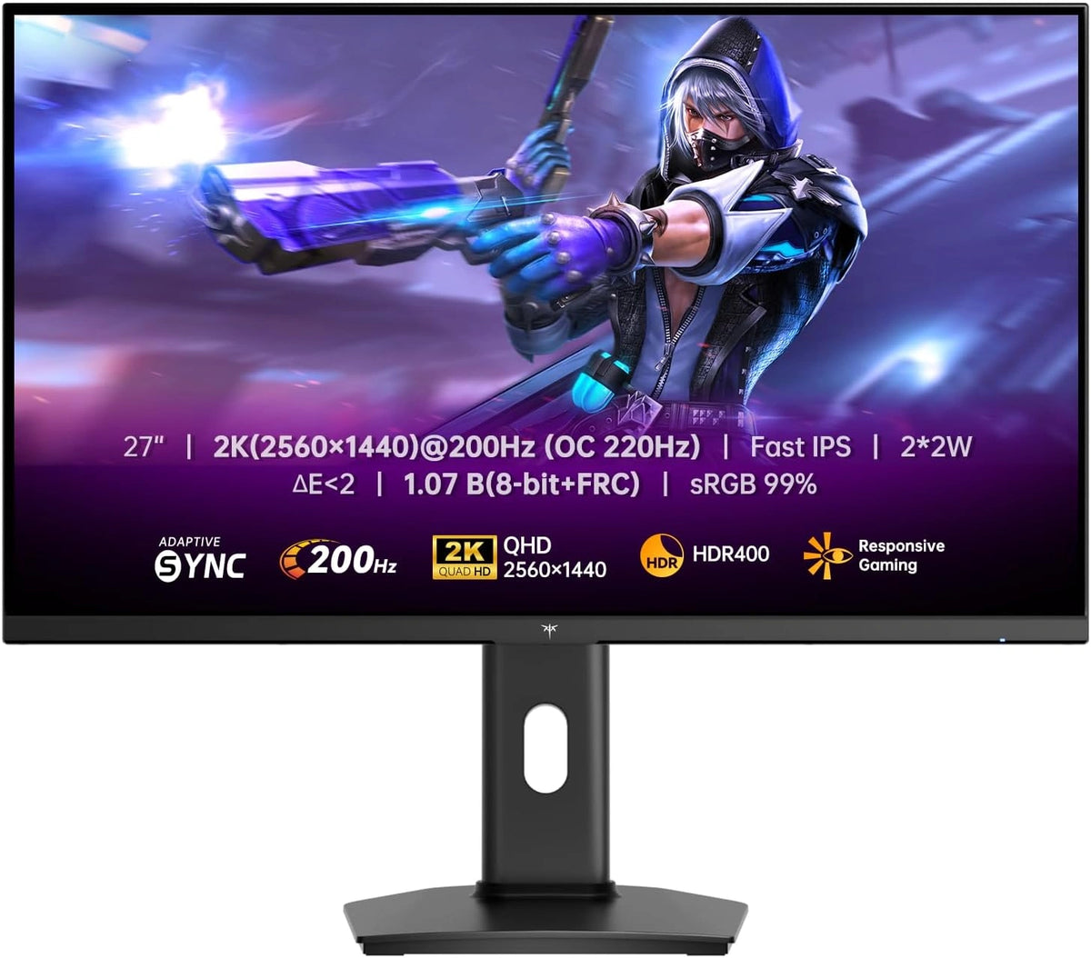 Monitor Calowy QHD 2560x1440, kolor niebieski i fioletowy