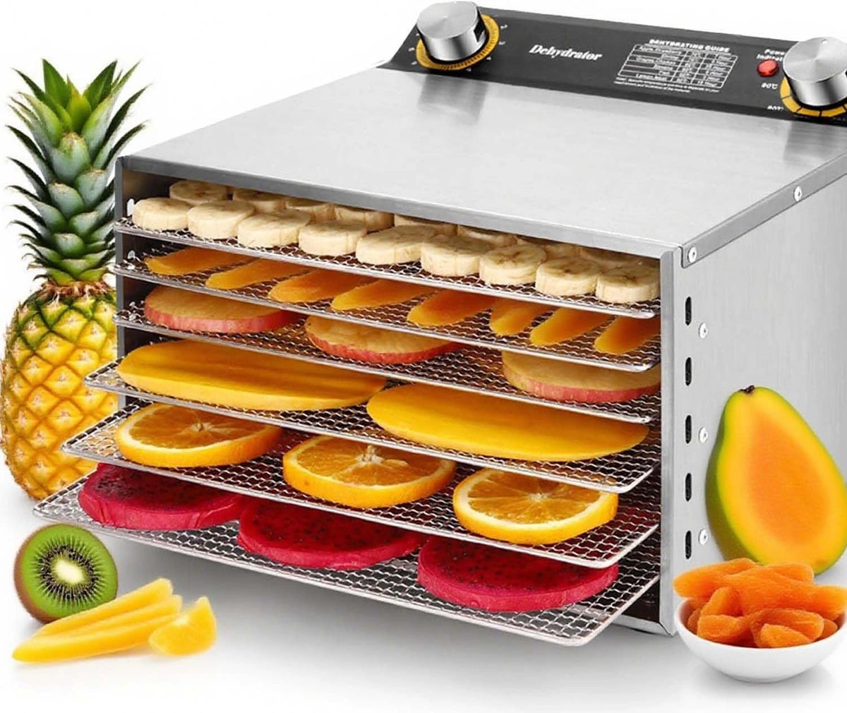 Suszarka do żywności Dehydrator, 800 W, programator czasowy, kolor szary