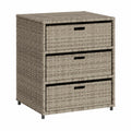 Garten-Rattanschrank mit 3 Schubladen in Grau, 55x59x69 cm - Outdoor-Möbel für Terrasse und Balkon