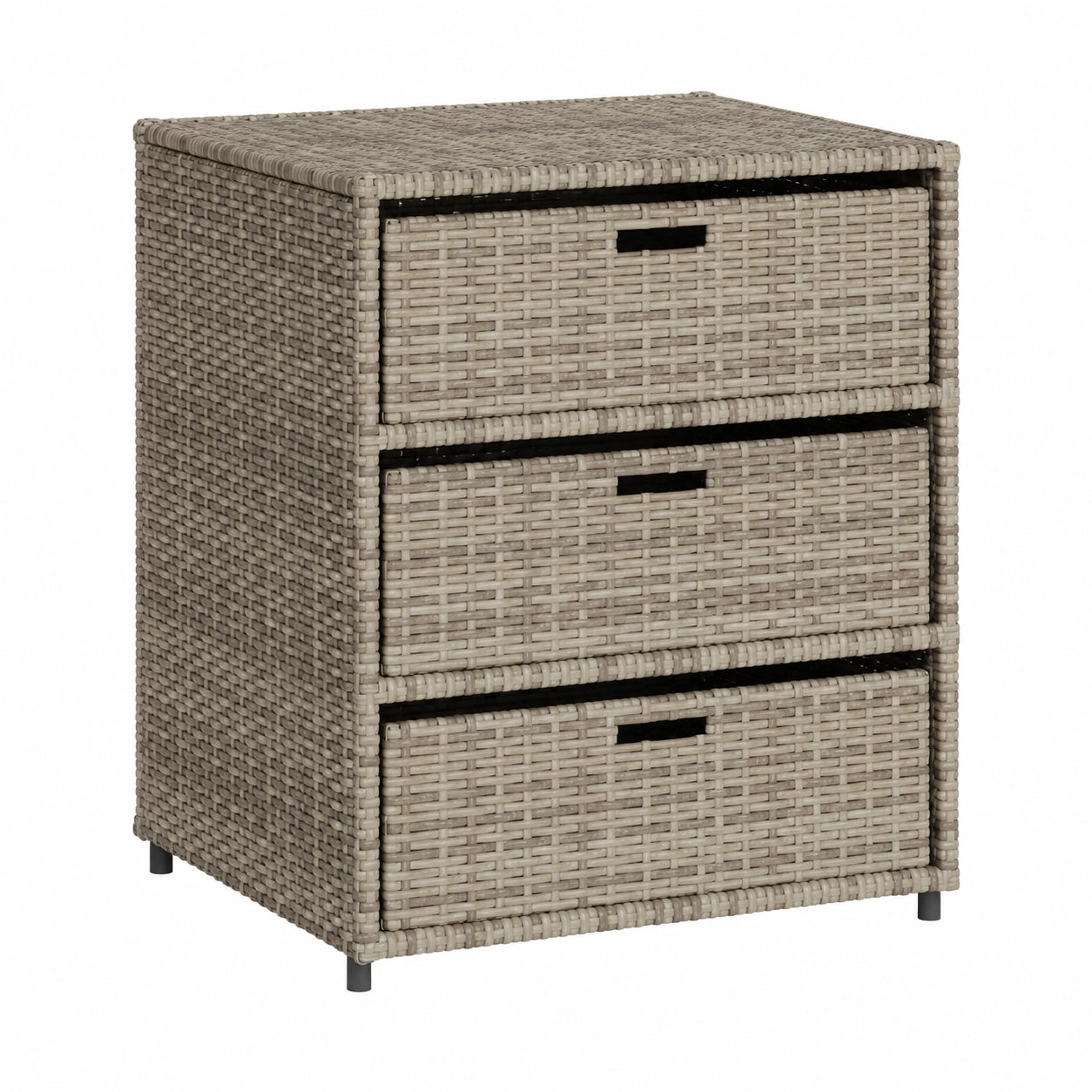 Garten-Rattanschrank mit 3 Schubladen in Grau, 55x59x69 cm - Outdoor-Möbel für Terrasse und Balkon