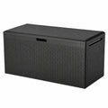 KADAX Garten-Aufbewahrungsbox 290L, wetterfest mit Griffen und Schloss, ideal für Kissen, Kunststoff, Anthrazit
