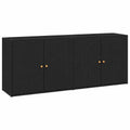 Hochwertiges Polyrattan Garten-Sideboard, Schwarz, Außen-Aufbewahrungsschrank, 198x55,5x80 cm