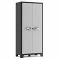 Keter Titan Kunststoffschrank, wetterfest, mit Einlegeböden, 70% recycelt, 80x44x182 cm, für Innen- und Außenbereich, schwarz/grau