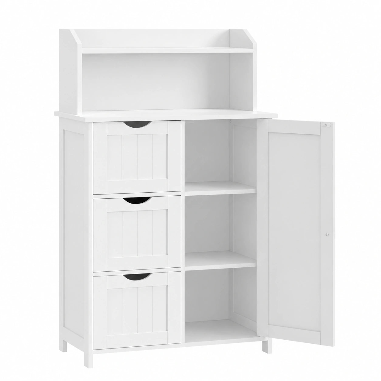 VASAGLE Wolkenweißer Badschrank mit Steckdosenleiste und Schubladen, 30 x 60 x 100 cm