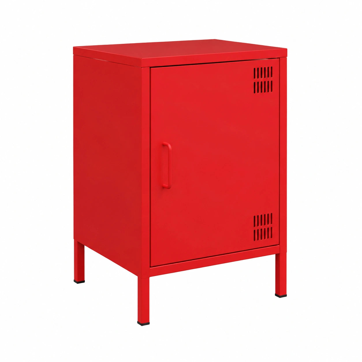 Moderner Retro-Nachtschrank aus Metall in Rot – Praktische und stilvolle Aufbewahrungslösung für Wohn- und Schlafzimmer