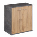 CARO-Möbel Schuhschrank mit 4 Ablagen, modernes Design in Beton dunkel/Wotan Eiche