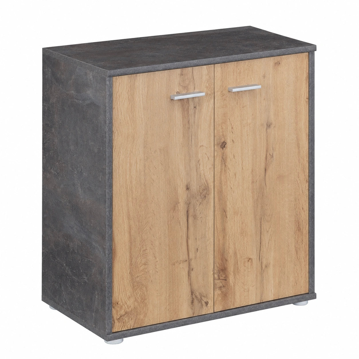 CARO-Möbel Schuhschrank mit 4 Ablagen, modernes Design in Beton dunkel/Wotan Eiche