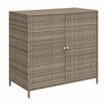 Hochwertiger Gartenschrank aus Poly Rattan in Grau, 83x45x76 cm