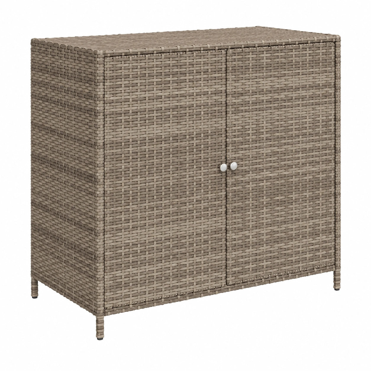 Hochwertiger Gartenschrank aus Poly Rattan in Grau, 83x45x76 cm