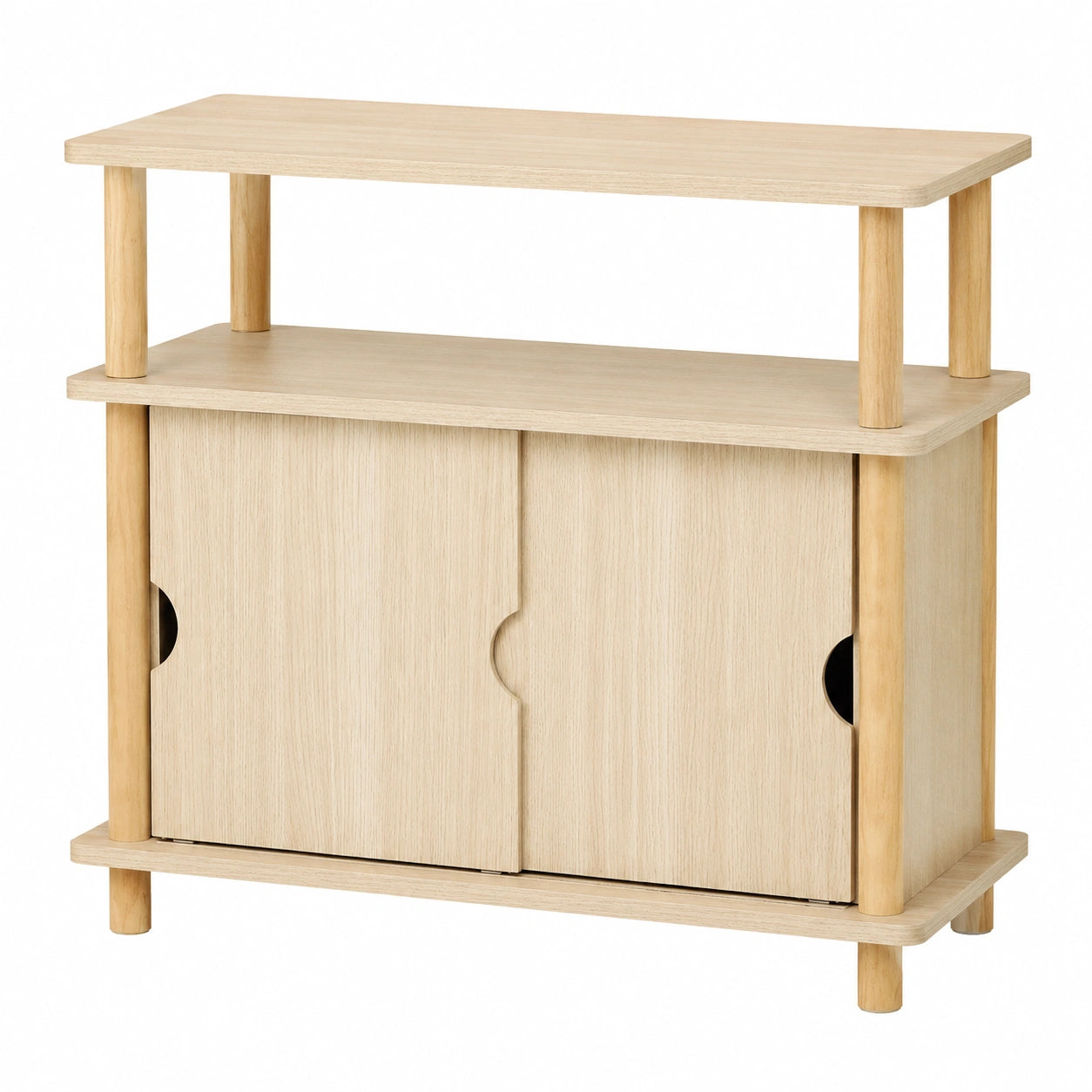 Hometopia Schmaler Holzschrank mit Schiebetüren, Vielseitiges Sideboard für Küche und Flur, 60x60x35 cm