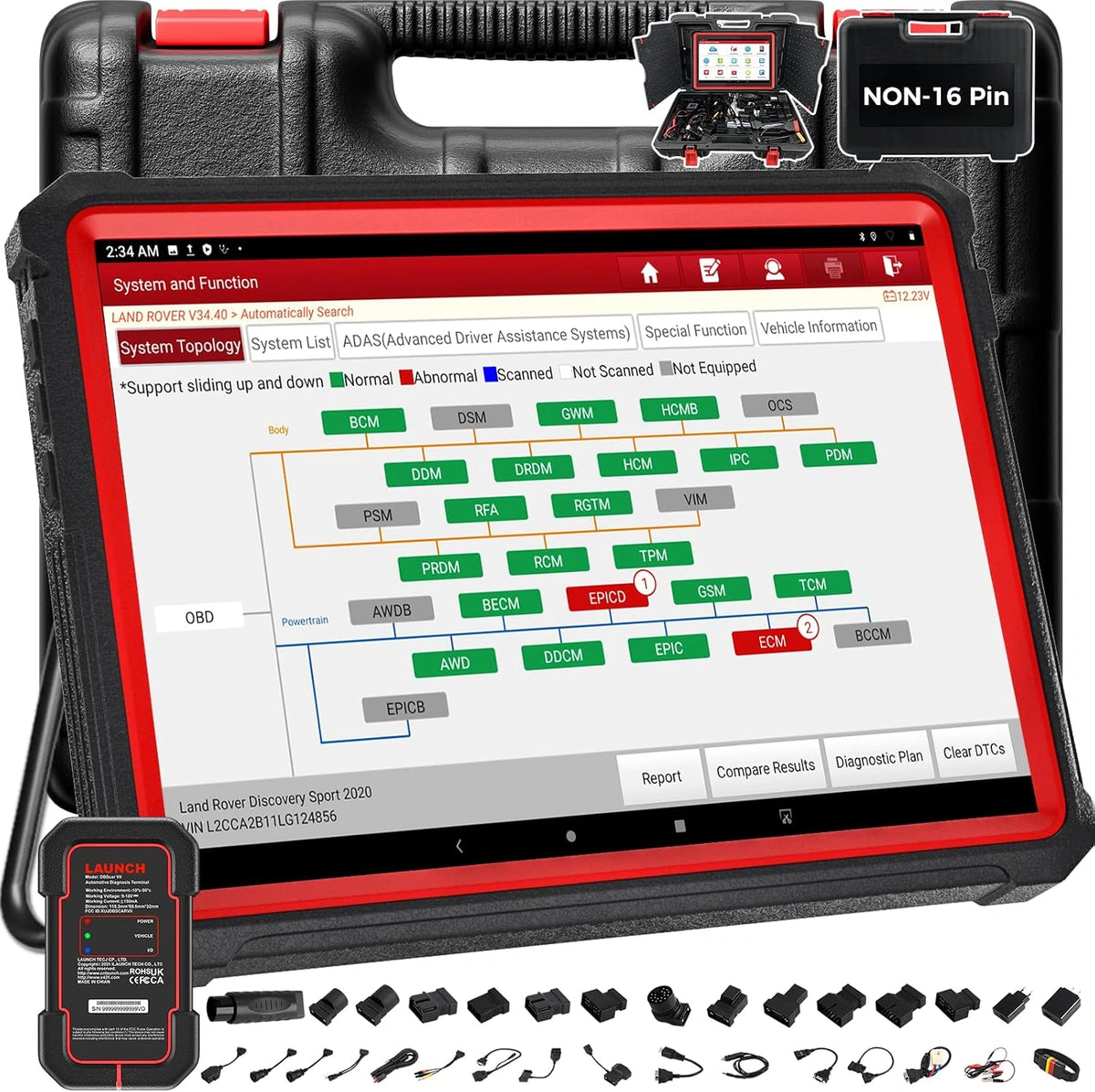 Tester diagnostyczny Launch X431, kolor szary i czerwony