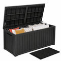 Große Wasserdichte Gartenbox 680L mit Trennsteg - Für Terrasse, Garten & Pool - Schwarz